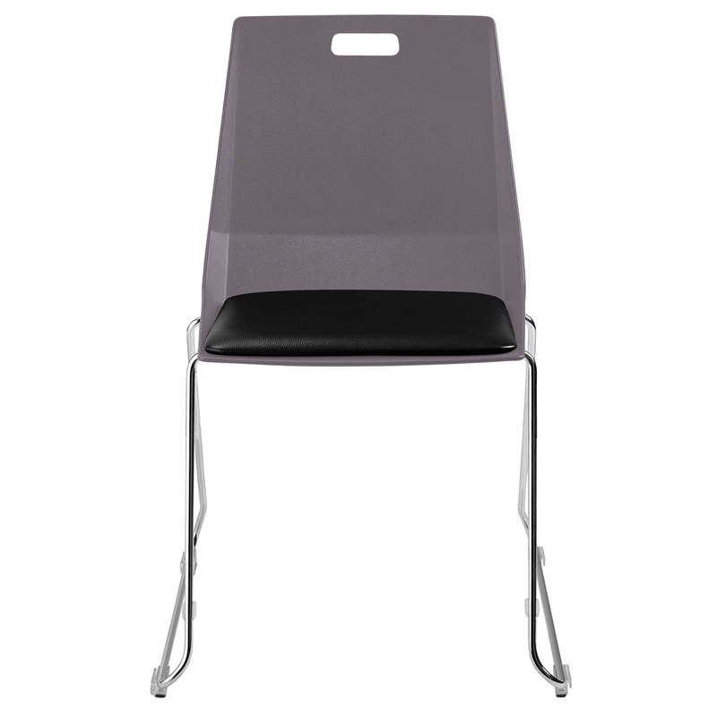 Pemberly Row Modern Chair Charcoal Poly Back and Black Padded Seat