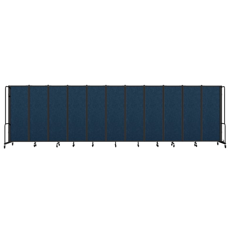 Pemberly Row Room Divider 6' Height 11 Sections Blue Panel Black Frame