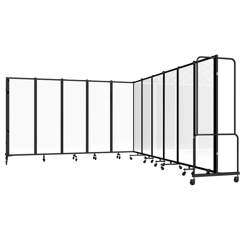 Pemberly Row Room Divider 6' Height 11 Sections Clear Acrylic Panels Black Frame