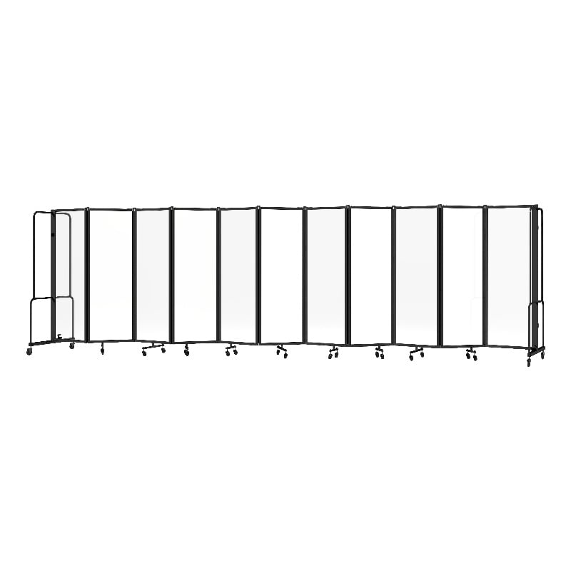 Pemberly Row Room Divider 6' Height 11 Sections Clear Acrylic Panels Black Frame