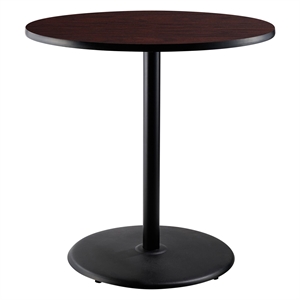 Pemberly Row Cafe Table 42&quotH Particleboard Black Frame Mahogany Top
