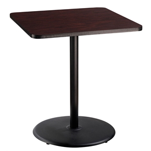 Pemberly Row Cafe Table 42&quotH Particleboard Black Frame Mahogany Top