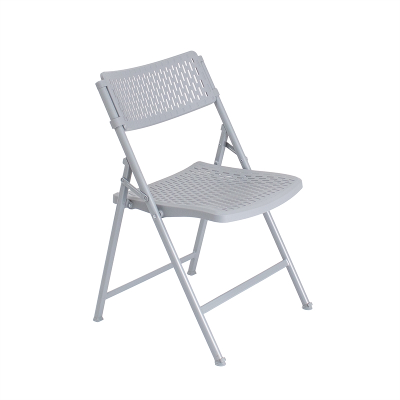 Pemberly Row Modern Premium Polypropylene Folding Chair in Light Gray