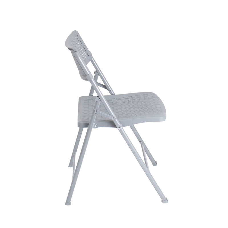 Pemberly Row Modern Premium Polypropylene Folding Chair in Light Gray