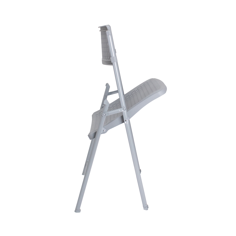 Pemberly Row Modern Premium Polypropylene Folding Chair in Light Gray