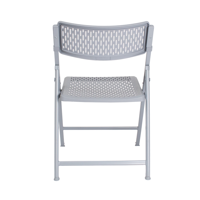 Pemberly Row Modern Premium Polypropylene Folding Chair in Light Gray