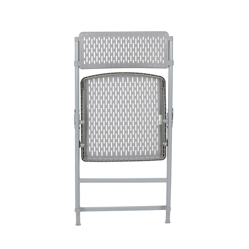 Pemberly Row Modern Premium Polypropylene Folding Chair in Light Gray