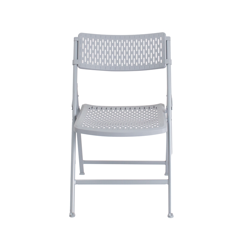 Pemberly Row Modern Premium Polypropylene Folding Chair in Light Gray