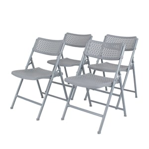 Pemberly Row Modern Premium Polypropylene Folding Chair in Light Gray