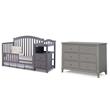 Pemberly Row Set of 2 Crib and Changer & Double Dresser in Gray