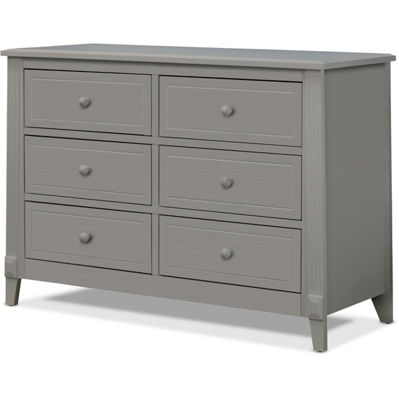 Pemberly Row Set of 3 Gray Crib and Changer & 4-Drawer Chest & Double Dresser