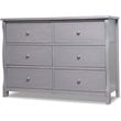 Pemberly Row Set of 3 Gray Crib and Changer & 4-Drawer Dresser & Double Dresser