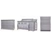 Pemberly Row Set of 3 Gray Crib and Changer & 4-Drawer Dresser & Double Dresser
