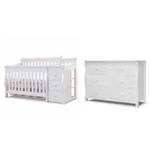 Pemberly Row Set of 2 Crib and Changer & Double Dresser in White