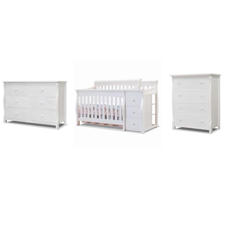 Pemberly Row Set of 3 White Crib and Changer & 4-Drawer Dresser & Double Dresser Pemberly Row Set of 3 White Crib and Changer & 4-Drawer Dresser & Double Dresser