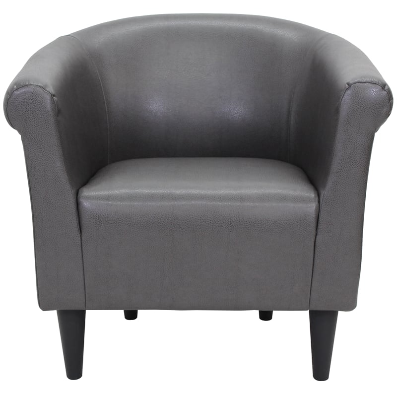 Pemberly Row Set of 2 Traditional Faux Leather Club Chair in Slate Gray