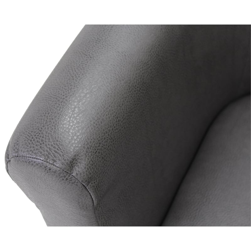 Pemberly Row Set of 2 Traditional Faux Leather Club Chair in Slate Gray