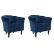 Pemberly Row Set of 2 Traditional Fabric and EPS Club Chair in Blue