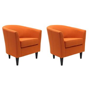 Pemberly Row Set of 2 17.5&quot Traditional Fabric Club Chair in Orange