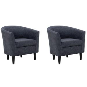 Pemberly Row Set of 2 17.5&quot Traditional Fabric Club Chair in Gray