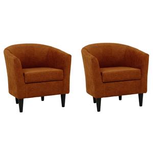 Pemberly Row Set of 2 17.5&quot Traditional Fabric Club Chair in Burnt Orange