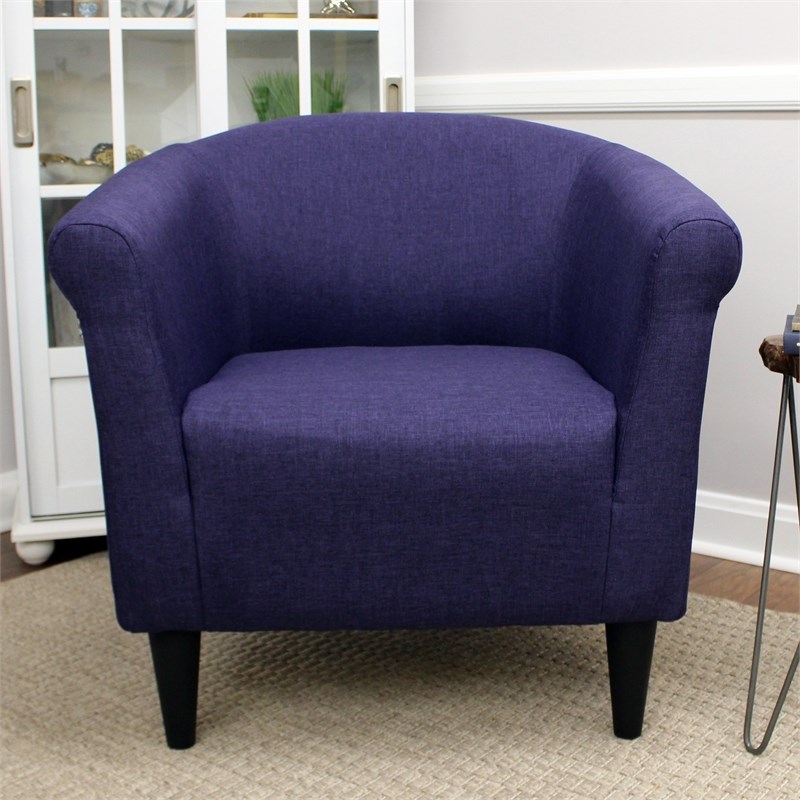 Pemberly Row Set of 2 Traditional Fabric & EPS Club Chair in Purple