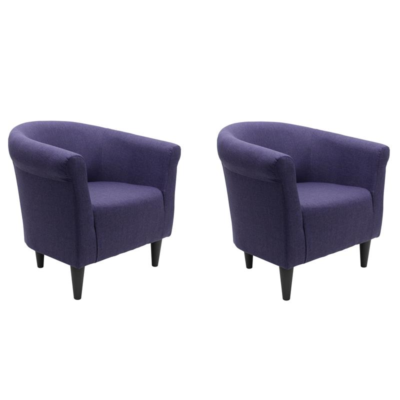 Pemberly Row Set of 2 Traditional Fabric & EPS Club Chair in Purple