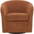 Pemberly Row Set of 2 Fabric Curved Arm Swivel Tub Chair in Burnt Orange