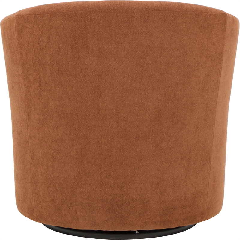 Pemberly Row Set of 2 Fabric Curved Arm Swivel Tub Chair in Burnt Orange