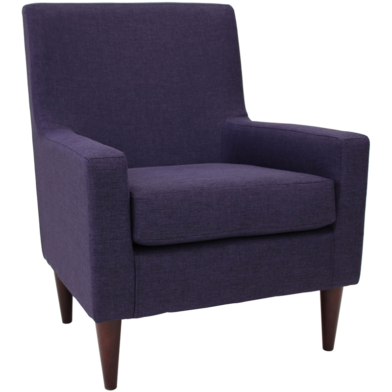 Pemberly Row Set of 2 Traditional Fabric Arm Chair in Eggplant Purple