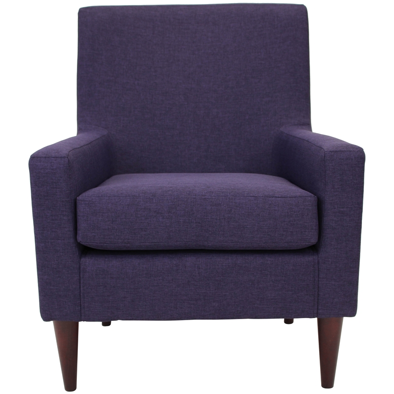 Pemberly Row Set of 2 Traditional Fabric Arm Chair in Eggplant Purple