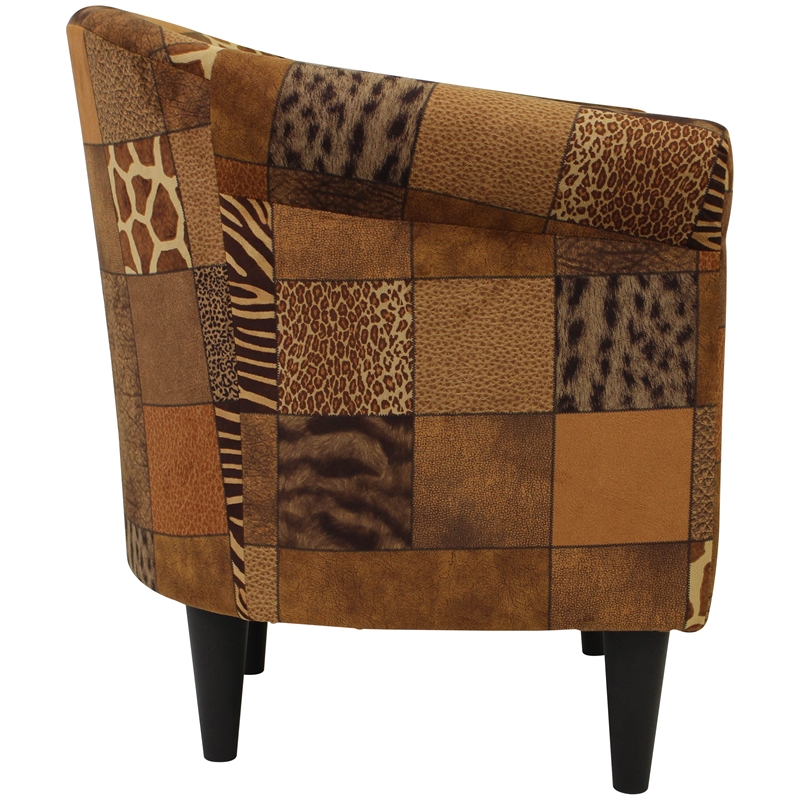Pemberly Row Set of 2 Traditional Fabric Club Chair in Brown Finish