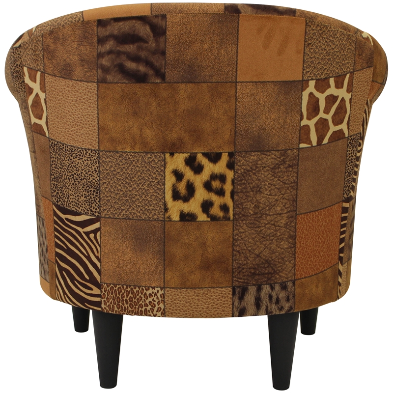 Pemberly Row Set of 2 Traditional Fabric Club Chair in Brown Finish