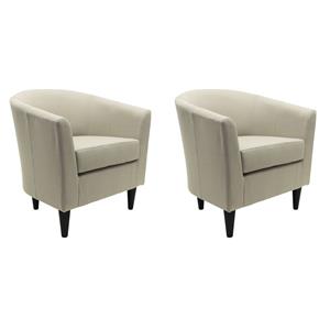 Pemberly Row Set of 2 17.5&quot Traditional Fabric Club Chair in Beige