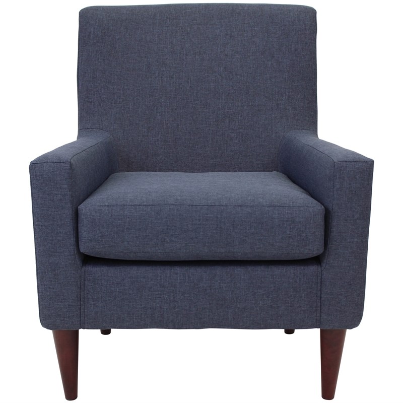 Pemberly Row Set of 2 Traditional Fabric Arm Chair in Navy Blue