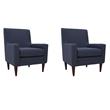 Pemberly Row Set of 2 Traditional Fabric Arm Chair in Navy Blue