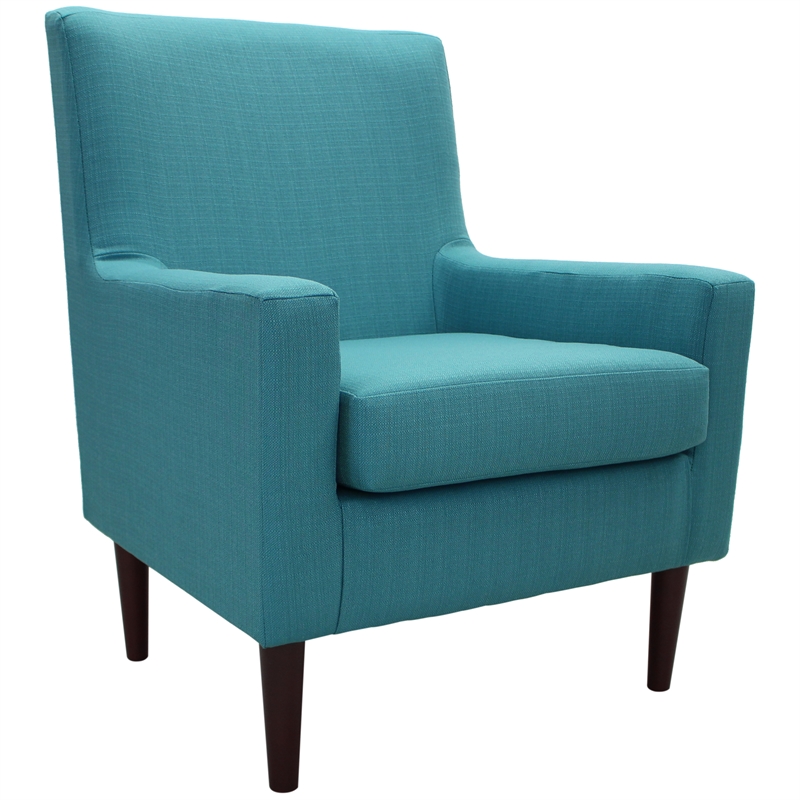 Pemberly Row Set of 2 Traditional Fabric Lounge Chair in Teal Blue