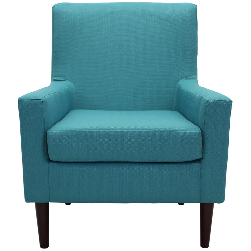 Pemberly Row Set of 2 Traditional Fabric Lounge Chair in Teal Blue