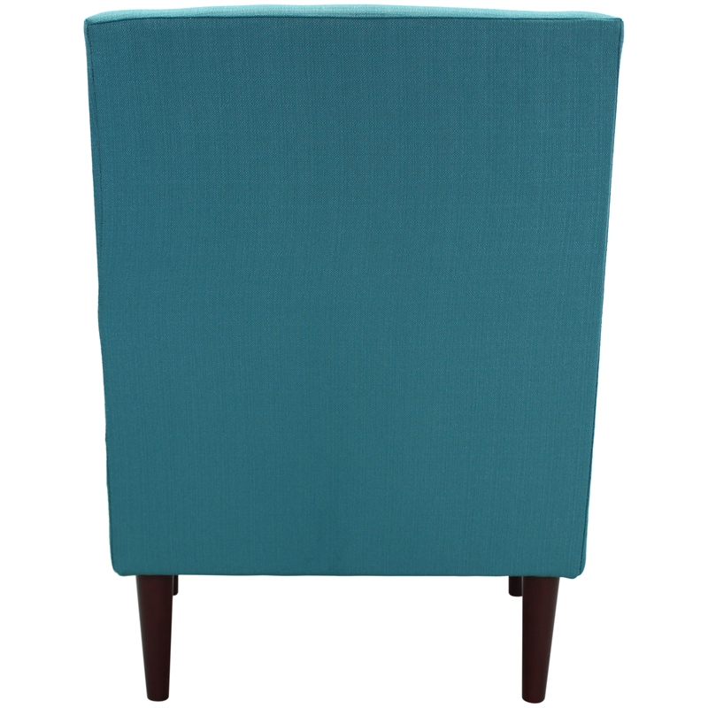 Pemberly Row Set of 2 Traditional Fabric Lounge Chair in Teal Blue