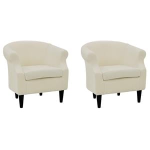 Pemberly Row Set of 2 Traditional Polyester Fabric Chair in Off White