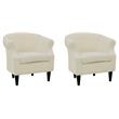 Pemberly Row Set of 2 Traditional Polyester Fabric Chair in Off White