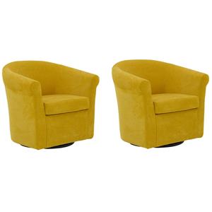 Pemberly Row Set of 2 Traditional Polyester Fabric Club Chair in Yellow