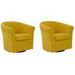 Pemberly Row Set of 2 Traditional Polyester Fabric Club Chair in Yellow