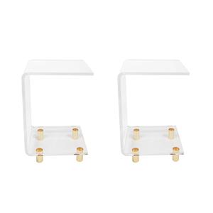 Pemberly Row Set of 2 C-shape Lucite and Acrylic Accent Table in Clear