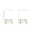 Pemberly Row Set of 2 C-shape Lucite and Acrylic Accent Table in Clear