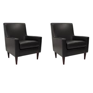 Pemberly Row Set of 2 Traditional Faux Leather Arm Chair in Black
