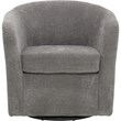 Pemberly Row Set of 2 Traditional Fabric Curved Arm Swivel Tub Chair in Gray