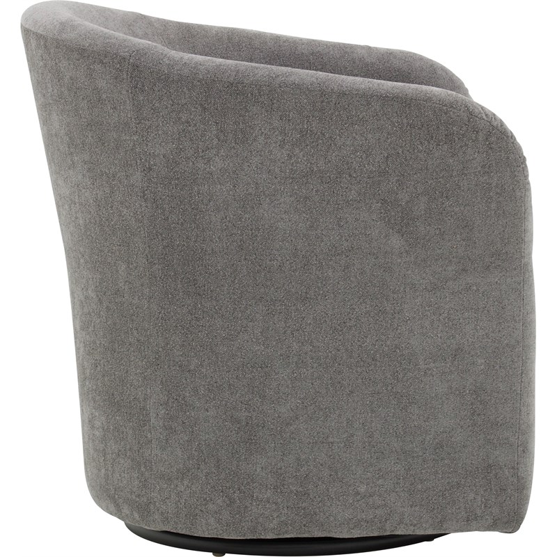 Pemberly Row Set of 2 Traditional Fabric Curved Arm Swivel Tub Chair in Gray
