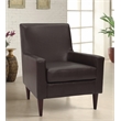 Pemberly Row Set of 2 Traditional Faux Leather Arm Chair in Dark Brown