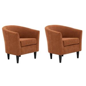Pemberly Row Set of 2 17.5&quot Polyester Fabric Club Chair in Burnt Orange